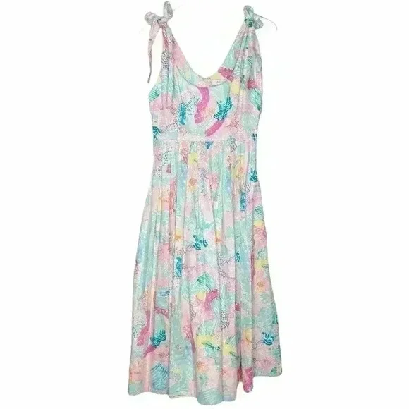 HUNTER BELL Pastel Floral Tie-Shoulder Scoop-Neck Midi Dress - Picture 4 of 8